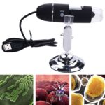 Microscopio digital USB con sensor de imagen de 0,3 MP y lupa 1000X con 8 LED y soporte profesional, 1000X
