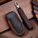 Para Ford F-150 Funda protectora de cuero para llave de coche C074 de 3 botones, C074