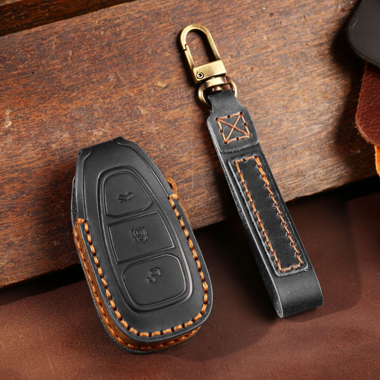 CAR1017B.jpg Para Ford Focus/Mondeo/Maverick/Explorer/Escort/Edge 2017-2018 C231 Funda protectora de cuero para llave de coche, C231 - Imagen 1