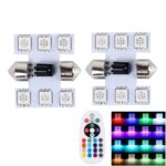 Luz de lectura LED de la lámpara de la bóveda del coche de control remoto bicúspide colorido de 2 piezas de 31 mm con 6 luces LED