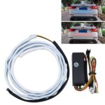1.5m Coche Auto Impermeable Universal Cuatro colores Luz trasera que fluye Luces de caja trasera con controlador de luz trasera, Luz de conducción de luz azul hielo, Luz de marcha atrás de luz blanca, Luz de freno de luz roja, Luz de señal de giro de luz amarilla, Tira de lámpara LED Decoración de cola