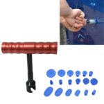 19 en 1 Kit de herramientas del cuerpo de reparación de automóviles Reparación de abolladuras sin pintura Remoción de granizo Pequeño T rojo Tlally Hammer Dent Supense Kit de herramientas