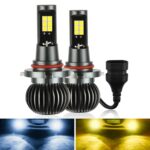 2 PCS EV15 9005/9006 DC9-32V / 6W / IP67 Luz antiniebla LED de doble color para coche, luz blanca fría + luz ámbar