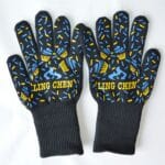 Guantes protectores de cocina para microondas de algodón y silicona, resistencia a altas temperaturas: 500 grados C, longitud: 32 cm, Deyan