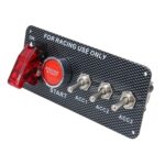 Coche de carreras de fibra de carbono de 12V / 30A Panel de interruptor de encendido LED de 12V Botón de arranque del motor Interruptores de panel de coche LED Palanca Interruptor de encendido automático multifunción para coches de carreras