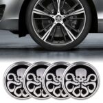 4 PCS Car-Styling Skull Pattern Wheel Hub Pegatina decorativa, Diámetro: 5.8cm