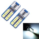 2 PCS T10 / W5W / 168/194 DC12V 1.4W 6000K 90LM 12LEDs SMD-3014 Luz de espacio para lámpara de lectura para automóvil, con decodificador