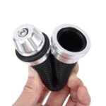Empuñaduras de barra de manija izquierda de metal con textura de red de motocicleta de 2 piezas con cubierta de goma para Yamaha - Imagen 4