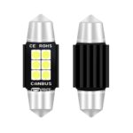 2 PCS 36mm DC12V-24V 3W 6000K 660LM 6LEDs SMD-3030 Lámpara de lectura de coche / Luz de matrícula