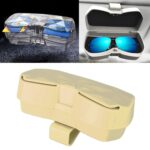 Estuche para gafas multifuncional para coche, soporte para almacenamiento de gafas de sol con ranura para tarjeta, estilo diamante, Diamond Style (Beige)