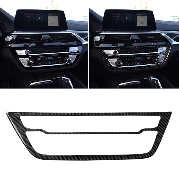 CRP0459.jpg Etiqueta engomada decorativa del panel del CD de la fibra de carbono del coche para BMW 5 Series G38 528Li / 530Li / 540Li 2018 - Imagen 1