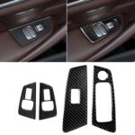 Etiqueta engomada decorativa del panel de elevación de la ventana de la puerta de fibra de carbono del coche para BMW 5 Series G38 528Li / 530Li / 540Li 2018, conducción a la izquierda