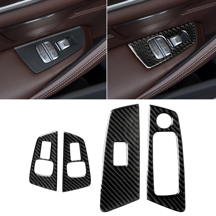 CRP0466.jpg Etiqueta engomada decorativa del panel de elevación de la ventana de la puerta de fibra de carbono del coche para BMW 5 Series G38 528Li / 530Li / 540Li 2018, conducción a la izquierda - Imagen 1