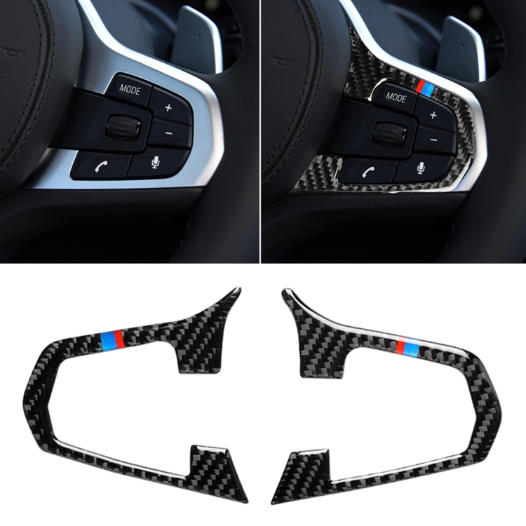 CRP0476.jpg Configuración del botón del volante de fibra de carbono tricolor del coche Una pegatina decorativa para BMW 5 Series G30 / G38 X3 G01 / G08 - Imagen 1