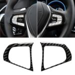 Etiqueta engomada decorativa B del botón del volante de la fibra de carbono del coche para BMW 5 Series G30 / G38 X3 G01 / G08