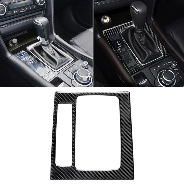 CRP0521.jpg Etiqueta engomada decorativa del marco B del engranaje de la transmisión izquierda de la fibra de carbono del coche para Mazda Axela 2017-2018 - Imagen 1