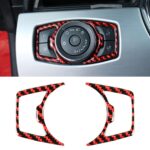 Pegatina decorativa para marco de botón de interruptor de faro de fibra de carbono 2 en 1 para Ford Mustang 2015-2020