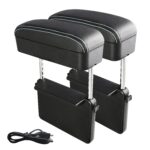 2 uds. Cargador estándar Qi inalámbrico Universal para coche, caja de reposabrazos envuelta en cuero PU, cojín, compartimento de reposabrazos para coche, alfombrilla con caja de almacenamiento, 2pcs(Black White) - Imagen 2