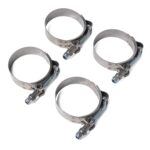Abrazaderas de manguera de perno en T de acero inoxidable de 4 piezas Clip de tubería Clip de línea de combustible, tamaño: 79-87 mm