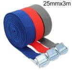 Correa de correa de equipaje de cuerda de tensión para automóvil Correa fija de barco de automóvil para automóvil con hebilla de aleación, entrega de color aleatorio, tamaño: 25 mm x 3 m