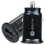 TE-339PD 3.1A PD USB-C / Type-C + Interfaz USB Mini cargador de coche de carga rápida