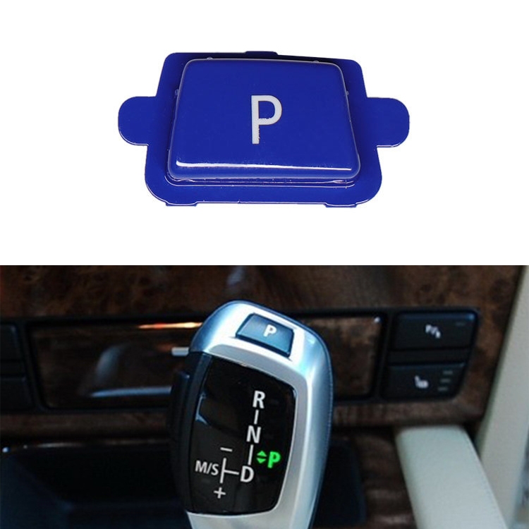 CRP1371L.jpg Palanca de cambios de coche, botón de estacionamiento automático, letra P, tapa para BMW X5 X6 2007-2013, conducción izquierda, For BMW X5 X6 2007-2013 (Blue) - Imagen 1