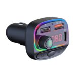 C14 Coche multifuncional Dual QC3.0 + PD18W Cargador USB Bluetooth FM Transmisor con luz de atmósfera