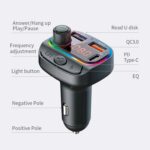 C14 Coche multifuncional Dual QC3.0 + PD18W Cargador USB Bluetooth FM Transmisor con luz de atmósfera - Imagen 2