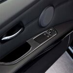 2 pegatinas decorativas para panel de elevación de conducción izquierda de fibra de carbono para BMW E92 2005-2012, diámetro: 40,4 cm