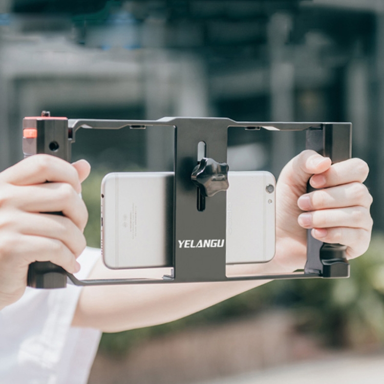 DCA1072B.jpg YELANGU PC02A Vlogging Live Broadcast Plastic Cage Video Rig Soporte estabilizador para producción cinematográfica para iPhone, Galaxy, Huawei, Xiaomi, HTC, LG, Google y otros teléfonos inteligentes, PC02A - Imagen 1
