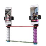 Soporte de transmisión en vivo para teléfono inteligente Kits de montaje para selfie de mano doble con 2 clips para teléfono, Para iPhone, Galaxy, Huawei, Xiaomi, HTC, Sony, Google y otros teléfonos inteligentes - Imagen 4