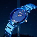 SKMEI 9180 Starry Sky Dial Reloj de cuarzo con correa de acero inoxidable para damas - Imagen 4