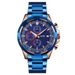 SKMEI 9192 Hombres Calendario Sincronización Cinturón de acero inoxidable Reloj de cuarzo luminoso