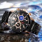 SKMEI 9235 Hombres Fase lunar Cronómetro Correa de acero inoxidable Reloj de cuarzo - Imagen 3