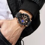 SKMEI 9235 Hombres Fase lunar Cronómetro Correa de acero inoxidable Reloj de cuarzo - Imagen 4