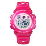 SKMEI 1451 LED Digital Cronómetro Cronógrafo Luminoso Niños Deportes Reloj electrónico, 1451(Transparent Rose Red)
