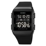 Reloj electrónico resistente al agua con correa de silicona y hebilla de acero inoxidable SKMEI 1960, 1960 Black and Black Machine
