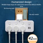 Placa de enchufe convertidor de enchufe inalámbrico USB multifuncional para oficina en casa, 1 to 3 + 2USB - Imagen 2