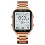 SKMEI 1888 Reloj de pulsera digital multifuncional de acero inoxidable deportivo resistente al agua hasta 30 m para hombre