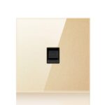 Panel de interruptores de vidrio templado LED redondo de 86 mm, vidrio redondo dorado, Telephone Socket