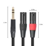 TC145YXK108RE-10 Cable de audio de 6,35 mm 1/4 TRS macho a doble XLR macho, 2m - Imagen 3