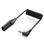 Cable de audio en espiral en ángulo recto con núcleo de cobre y conector chapado en oro, longitud: 0,5 m, 3.5mm to XLR Male