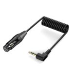 Cable de audio en espiral en ángulo recto con núcleo de cobre y conector chapado en oro, longitud: 0,5 m, 3.5mm to XLR Female