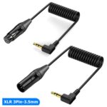 Cable de audio en espiral en ángulo recto con núcleo de cobre y conector chapado en oro, longitud: 0,5 m, 3.5mm to XLR Male - Imagen 3