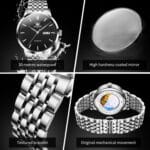 Reloj mecánico con calendario doble y diamantes para hombre OLEVS 7048 - Imagen 4