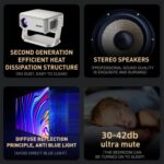 Cheerlux C6C Same Screen Version 1280x720P 180ANSI Bluetooth 5.1 Smart Projector, with Gimbal, EU Plug - Imagen 3