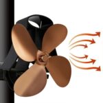 YL-105 Ventilador de estufa para chimenea accionado por calor de aluminio de 4 aspas, YL-105 (Bronze)