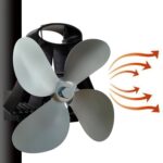YL-105 Ventilador de estufa para chimenea accionado por calor de aluminio de 4 aspas, YL-105 (Grey)
