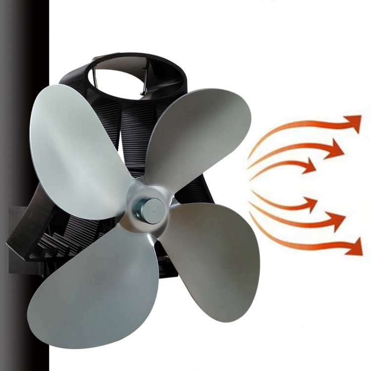 EF0029H.jpg YL-105 Ventilador de estufa para chimenea accionado por calor de aluminio de 4 aspas, YL-105 (Grey) - Imagen 1