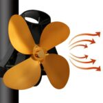 YL-105 Ventilador de estufa para chimenea accionado por calor de aluminio de 4 aspas, YL-105 (Gold)